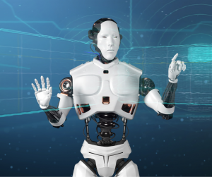 AI robot doing things with technology