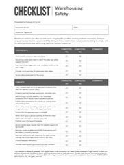 Warehousing Safety Checklist